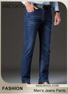 RIOXS Men's Jeans, Straight Fit Tapered Leg Pants,Casual Skinny Jean For Men,Classic Men Pants With Utility Pocket,Stretch Slim Fit Jeans,Light Wash Vintage Skinny Denim Trousers For Work Or Daily Wear  - Image 2