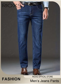 RIOXS Men's Jeans, Straight Fit Tapered Leg Pants,Casual Skinny Jean For Men,Classic Men Pants With Utility Pocket,Stretch Slim Fit Jeans,Light Wash Vintage Skinny Denim Trousers For Work Or Daily Wear  - Image 1