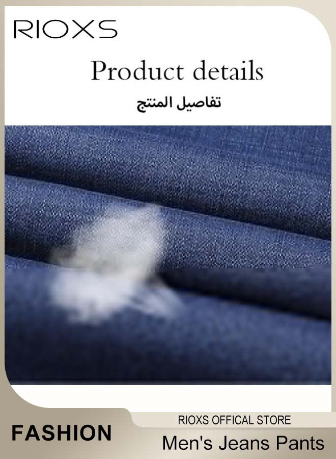 RIOXS Men's Jeans, Slim Fit Tapered Leg Denim Pants, Casual Straight Leg Skinny Stretch Jean for Men, Classic Men Pants with Utility Pocket, Light Wash Vintage Skinny Denim Trousers for Work Or Daily Wear - Image 5