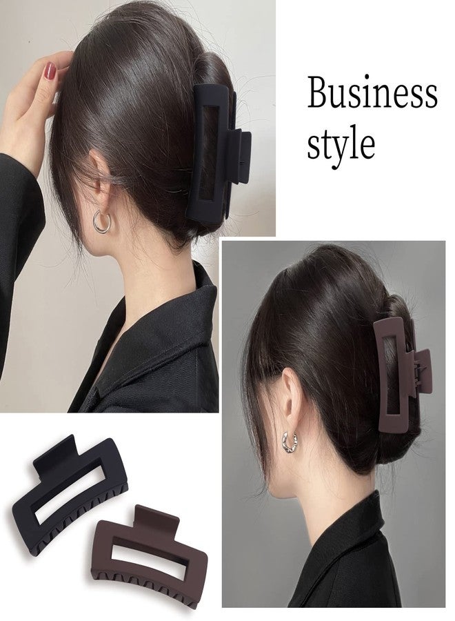 Mandydov 8 Pcs Large Hair Claw Clips 4.1" Non-slip Big Square Matte Hair Claw Clip Black Grey Claws for Women, Strong Hold for Thick Thin Hair - Image 4