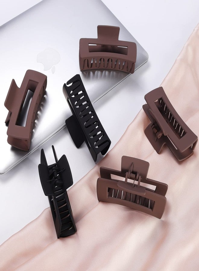 Mandydov 8 Pcs Large Hair Claw Clips 4.1" Non-slip Big Square Matte Hair Claw Clip Black Grey Claws for Women, Strong Hold for Thick Thin Hair - Image 5