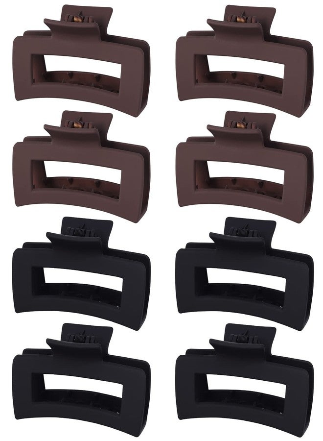Mandydov 8 Pcs Large Hair Claw Clips 4.1" Non-slip Big Square Matte Hair Claw Clip Black Grey Claws for Women, Strong Hold for Thick Thin Hair - Image 1