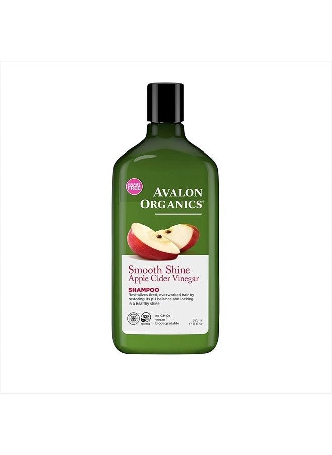 Avalon Organics Shampoo, Smooth Shine Apple Cider Vinegar, 11 Oz (Pack of 6)  - Image 1