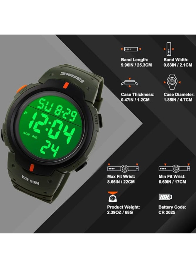 SKMEI SKMEI 1068 Multifunction Sport Watch For Men Black-Green  - Image 4