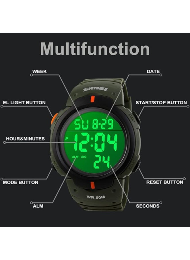 SKMEI SKMEI 1068 Multifunction Sport Watch For Men Black-Green  - Image 3