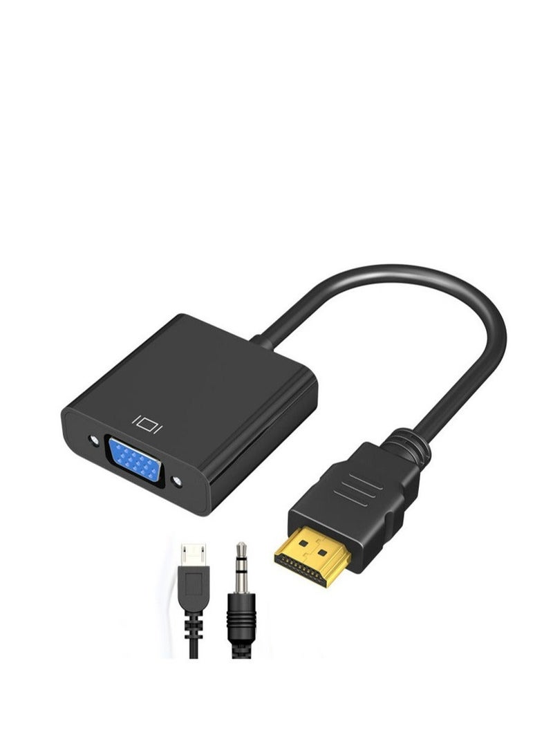 1080P Portable HDMI to VGA Adapter Converter Cable and USB Power 3.5mm Audio Cable - Image 1