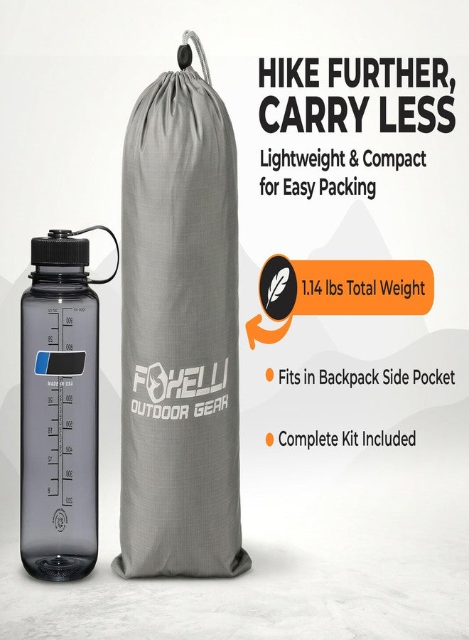 Foxelli Hammock Rain Fly - Waterproof Lightweight Tent & Hammock Rain Tarp for Camping, Backpacking w/Easy Setup Including Extra Long Guy Lines & Stakes - Image 3