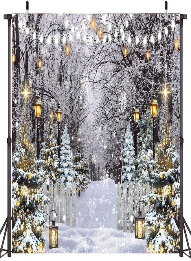 CINRAY Winter Wonderland Scene Backdrop 7x5FT Winter Snowflake Christmas Tree Forest Scene Photography Background Snowy Xmas Party Decorations Supplies Photo Props - Image 2
