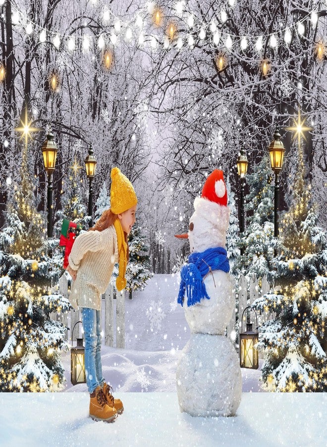 CINRAY Winter Wonderland Scene Backdrop 7x5FT Winter Snowflake Christmas Tree Forest Scene Photography Background Snowy Xmas Party Decorations Supplies Photo Props - Image 3