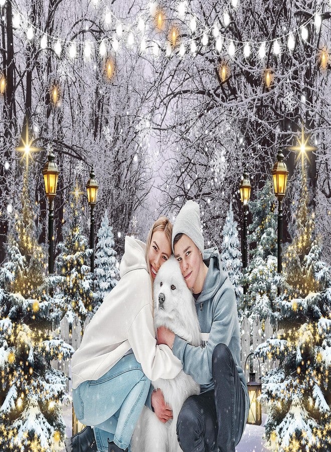 CINRAY Winter Wonderland Scene Backdrop 7x5FT Winter Snowflake Christmas Tree Forest Scene Photography Background Snowy Xmas Party Decorations Supplies Photo Props - Image 5