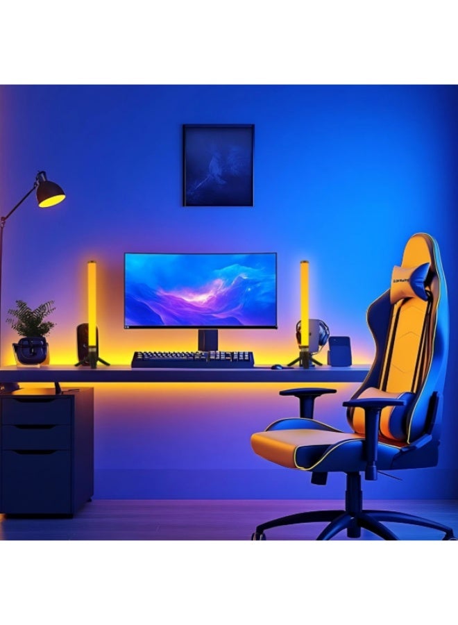 لمبة طاولة سطحية'ambient' RGB متعددة الألوان ذاتي التحكم عن بعد، بطول 30 سم ومجموعة مزدوجة، مناسبة لغرف الألعاب والغرف النومية، تتزامن الإضاءة مع الصوت لخلق مناخًا نابضًا بالحيوية - Image 2