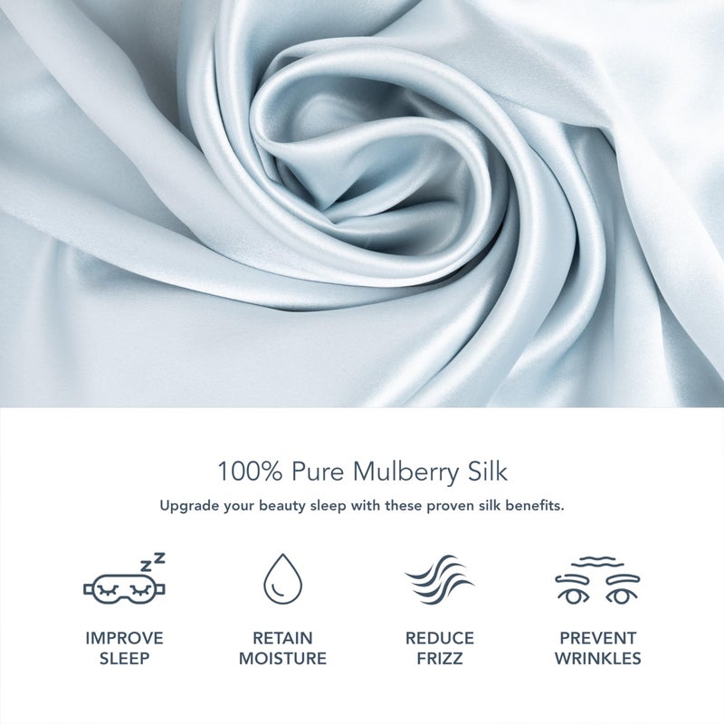 Fishers Finery Fishers Finery 30mm 100% Pure Mulberry Silk Pillowcase Set  Good Housekeeping Quality Tested (Blue  King  2 Pack Set)  - Image 5