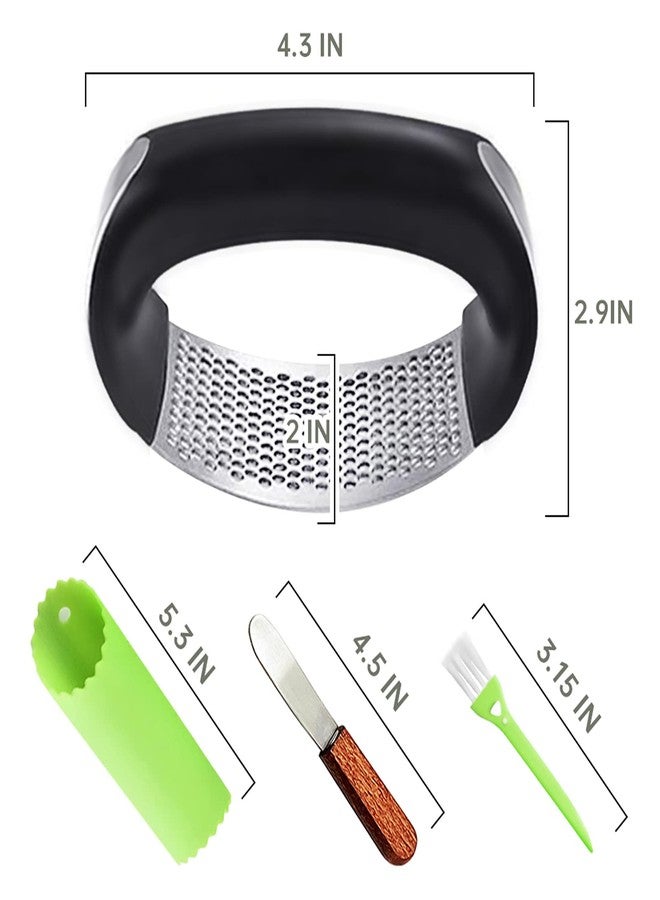 JASVIC Garlic Press Rocker, Stainless Steel Garlic Mincer Crusher Professional Kitchen Gadgets Garlic Chopper with Ergonomic Handle, Silicone Garlic Peeler - Image 2