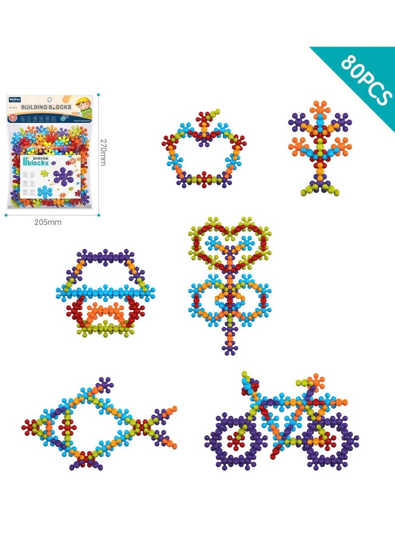 Meifen Rainbow Colors DIY Plum Blossom Building Blocks,Reusable Educational Toys for 3+ Year Olds, Washable Materials, Creative Early Learning and Motor Skills Development, Gifts for Toddlersï¼80pcsï¼ - Image 1