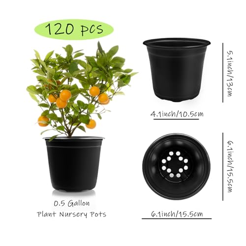 Anyumocz 120Pcs 05 Gallon Plant Nursery PotsPlastic Pots with Drainage HolesGarden Flower Container Seedling Pot for PlantingTransplantingSucculentsCuttingsBlack - Image 3