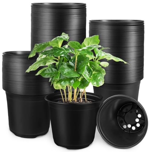 Anyumocz 120Pcs 05 Gallon Plant Nursery PotsPlastic Pots with Drainage HolesGarden Flower Container Seedling Pot for PlantingTransplantingSucculentsCuttingsBlack - Image 1