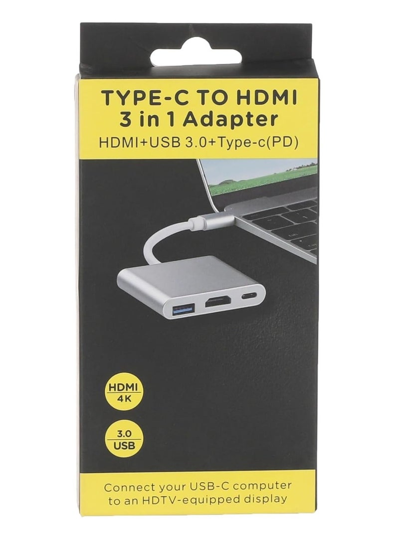 محول 3 في 1 من النوع C إلى HDMI مع مخرج 4K HDMI، محول USB C إلى Type-C (PD) / HDTV/USB 3.0 للهاتف المحمول. شاشة، كمبيوتر محمول - Image 4