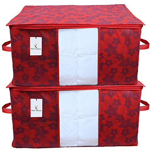 Kuber Industries Underbed Rectangular Storage Bag Organiser, Blanket Cover Set of 2 (Maroon) - Image 1