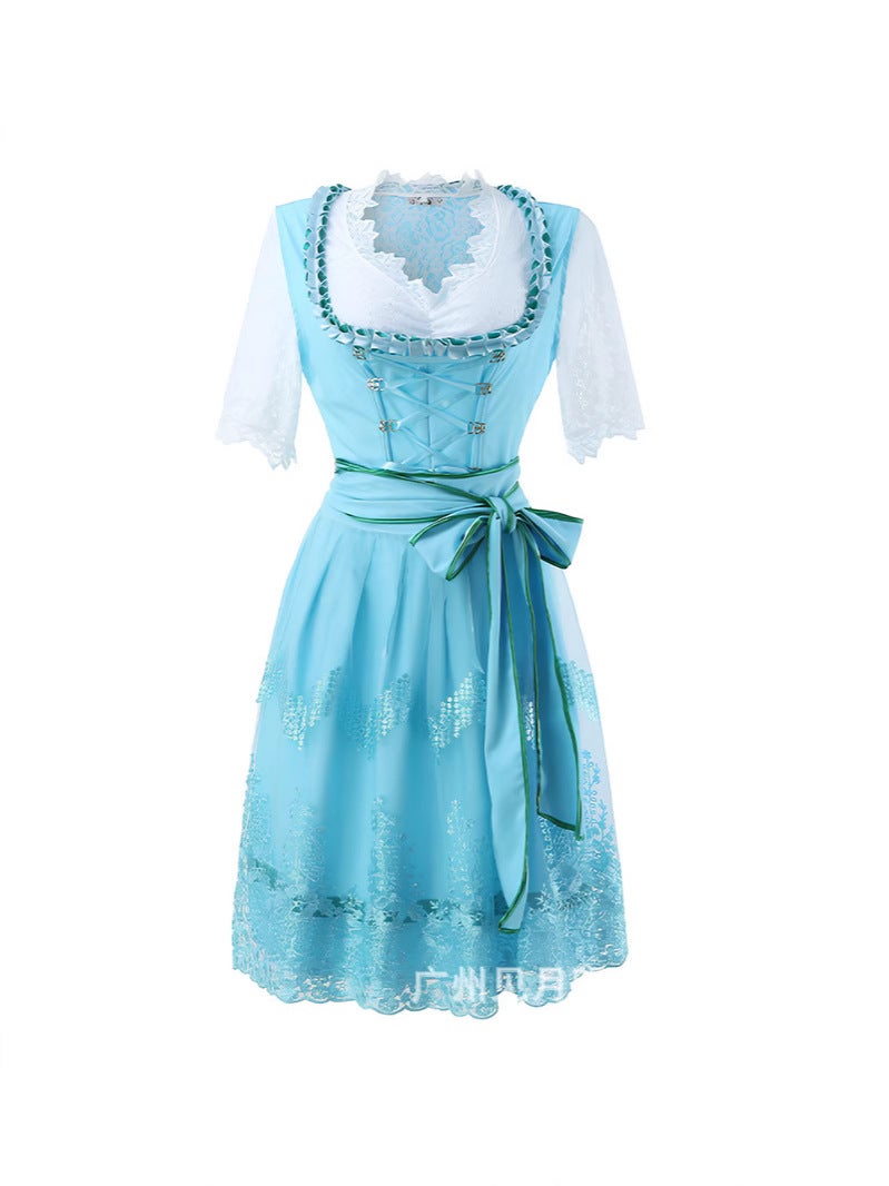 New German Oktoberfest Maid Clothing Short-Sleeved Printed Beer Clothing Dress Stage Performance Clothing - Image 4