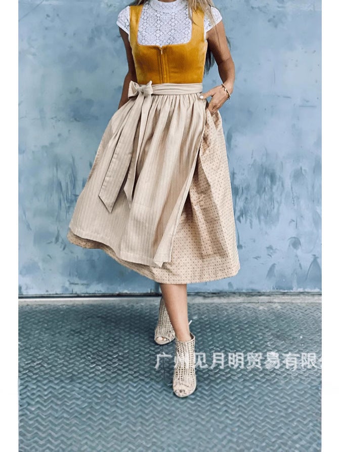 New German Oktoberfest Maid Clothing Short-Sleeved Printed Beer Clothing Dress Stage Performance Clothing - Image 5