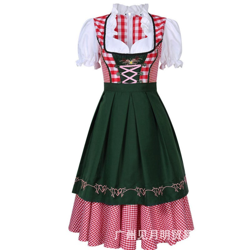 New German Oktoberfest Maid Clothing Short-Sleeved Printed Beer Clothing Dress Stage Performance Clothing - Image 1
