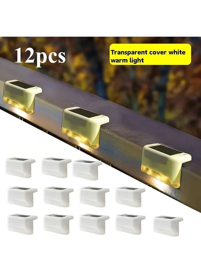 12Pcs White Solar Outdoor Fence Lights LED Wall Mounted Garden Decoration - Image 1