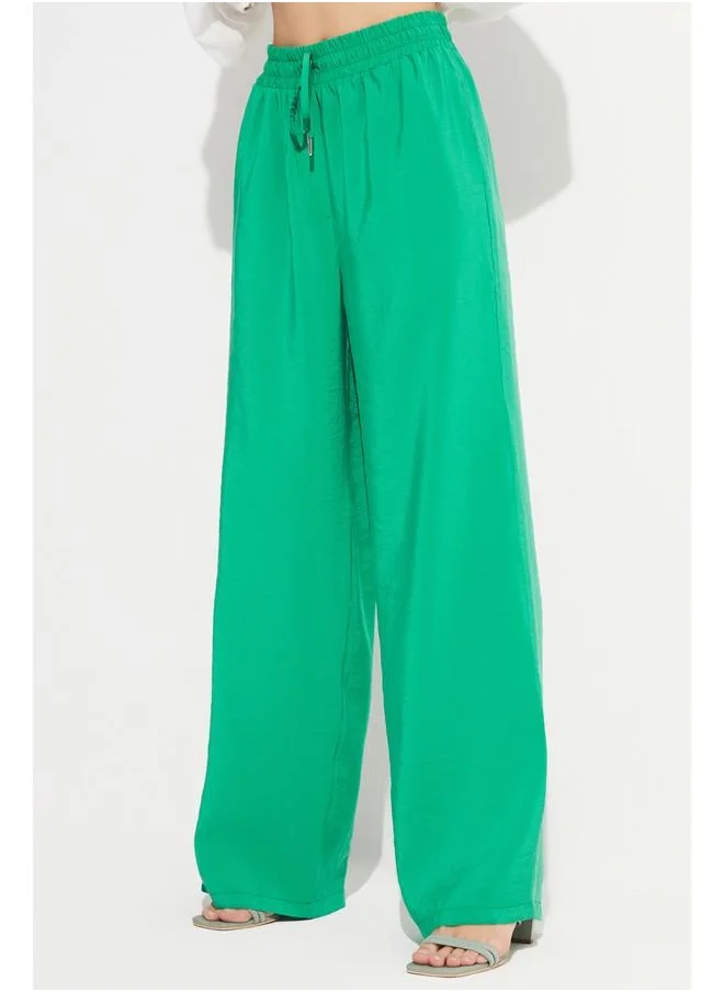 جون June Exclusive Elastic Waist Modal Blend Trouser Dark Green