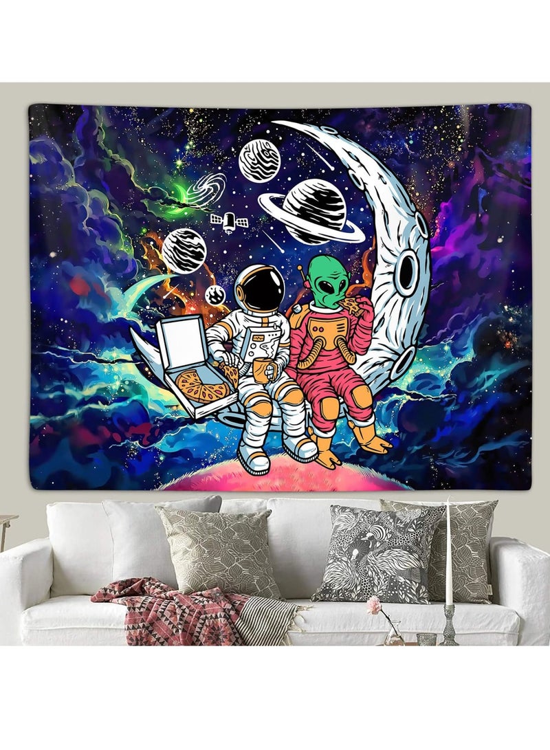 SOLARAE Trippy Astral Expedition Tapestry, Funny Space Astronaut Alien Tapestry for Men Guys Bedroom Psychedelic Space Adventure for Cosmic Decor, College Dorms, and Living Rooms - 150*130cm - Image 2