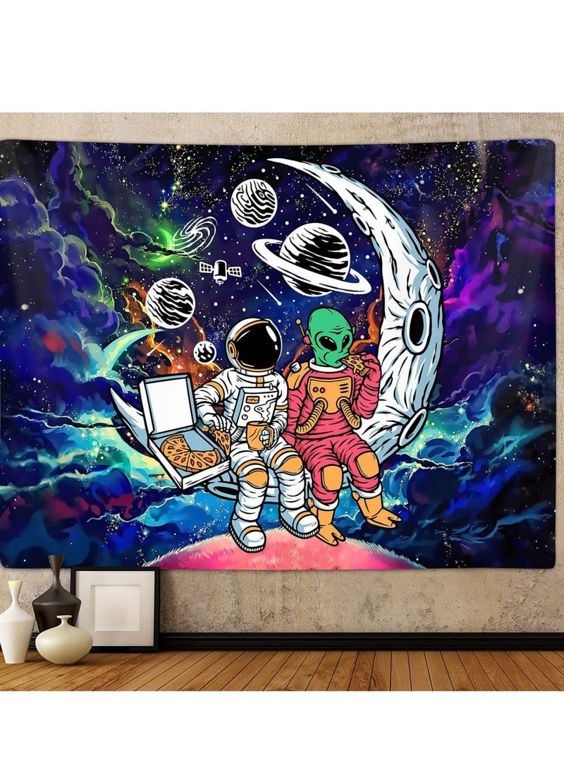 SOLARAE Trippy Astral Expedition Tapestry, Funny Space Astronaut Alien Tapestry for Men Guys Bedroom Psychedelic Space Adventure for Cosmic Decor, College Dorms, and Living Rooms - 150*130cm - Image 5