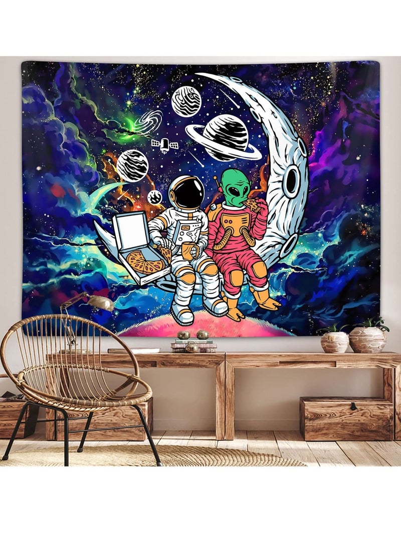 SOLARAE Trippy Astral Expedition Tapestry, Funny Space Astronaut Alien Tapestry for Men Guys Bedroom Psychedelic Space Adventure for Cosmic Decor, College Dorms, and Living Rooms - 150*130cm - Image 1