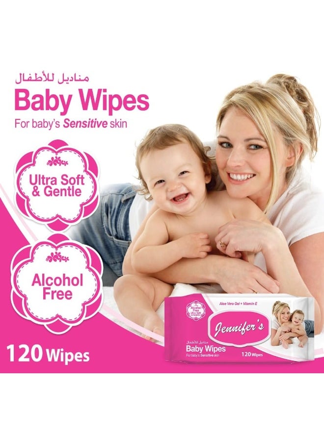 Jennifer's Jennifer's Baby Wipes 120's (Pack of 5 + 1 Free)  - Image 2