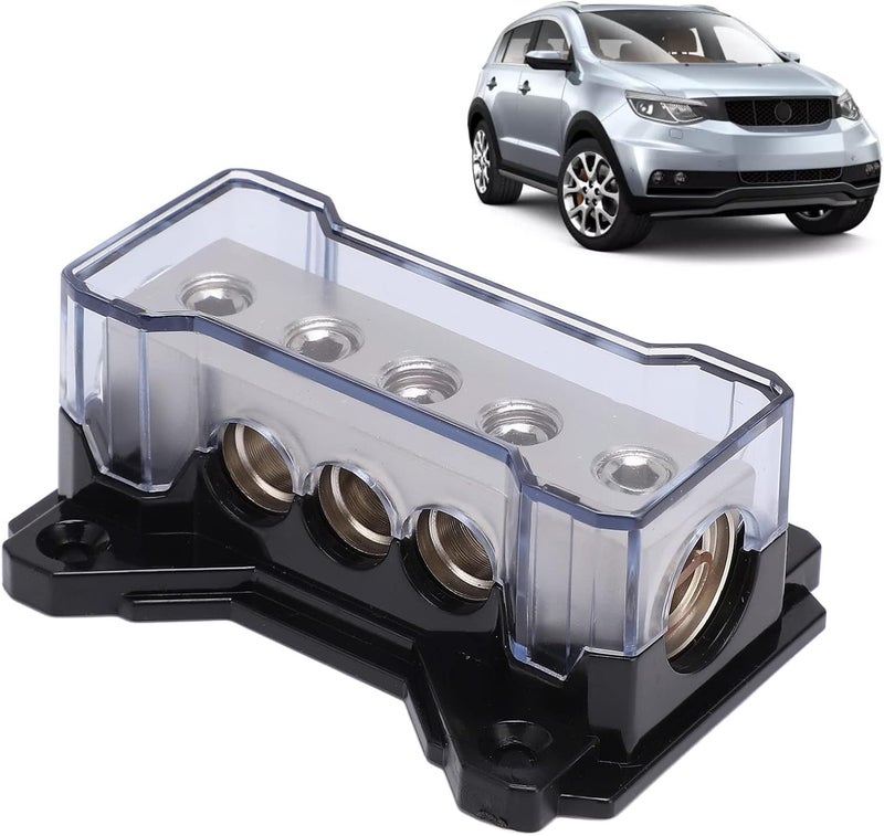 Power Distribution Block 0GA in 4GA Out, Zinc Alloy Plated, Universal Car Audio Accessory - High Conductivity, Secure Connections, Ideal for Vehicles and Audio Systems - Image 3