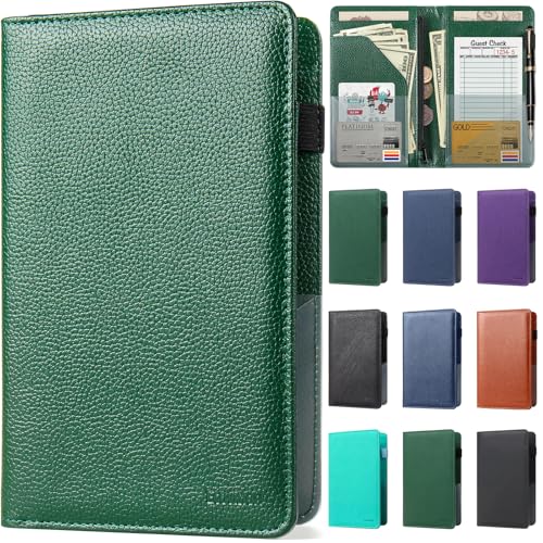 EcoVision Server Book for Waitress, Leather Waiter Organizer with Zipper Pocket, Restaurant Waitstaff Booklet, Guest Check Holder with Money Pocket, Fits Server Apron - Image 1