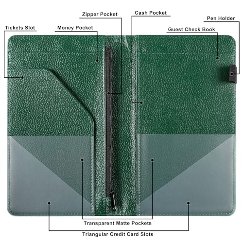 EcoVision Server Book for Waitress, Leather Waiter Organizer with Zipper Pocket, Restaurant Waitstaff Booklet, Guest Check Holder with Money Pocket, Fits Server Apron - Image 3