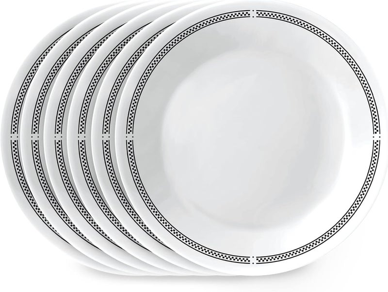 Corelle طقم أطباق سلطة ومقبلات كوريل فيتريل 675 ثلاثي الطبقات زجاج مقاوم للكسر خفيف الوزن أطباق دائرية 6 قطع برasserie - Image 1