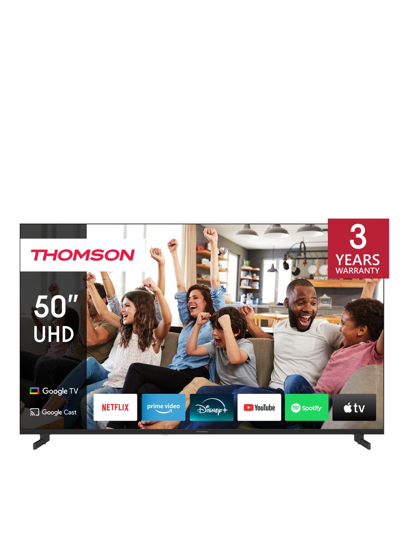 Thomson 50-Inch 4K UHD Smart Google TV – 2025 Model, Voice Remote with Google Assistant, Netflix & YouTube Built-In, HDR Display, Side Feet, 3840 x 2160 Resolution - Image 1