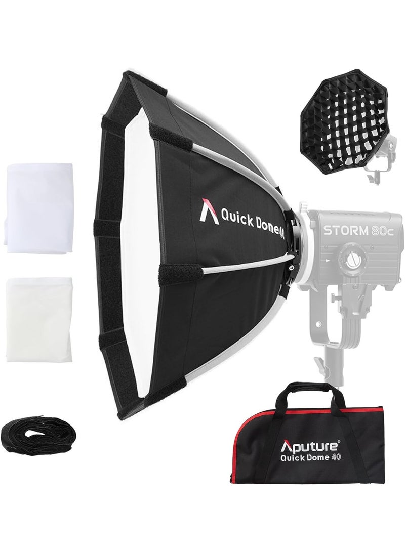 أبتشر Aputure Quick Dome 40 Softbox – 40cm Circular Octagonal Quick Release Softbox, Compact Bowens Mount Light Modifier for Storm 80c LED Video Light, Portable Diffusion Soft Light, Professional Photography Lighting Accessory for Portrait, Studio - Image 1