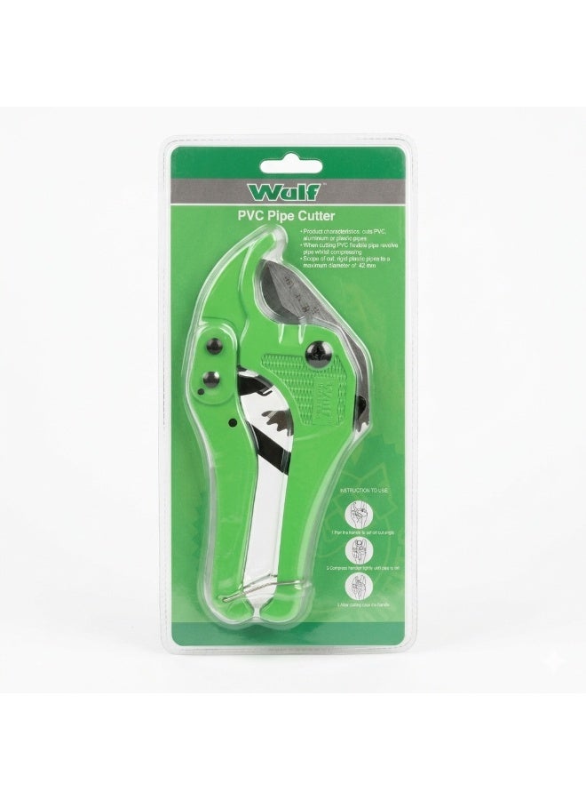Wulf PVC Pipe Cutter 42mm Heavy Duty Ratchet Pipe Cutting Tool for PVC Plastic CPVC and PPR Pipes with Sharp Steel Blade Ergonomic Grip for Plumbing and DIY Use - Image 2