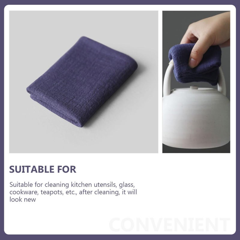 Thick Blue Kitchen Dishcloths 2 Pack Super Absorbent Soft Multipurpose Cotton Linen Towels - Image 4