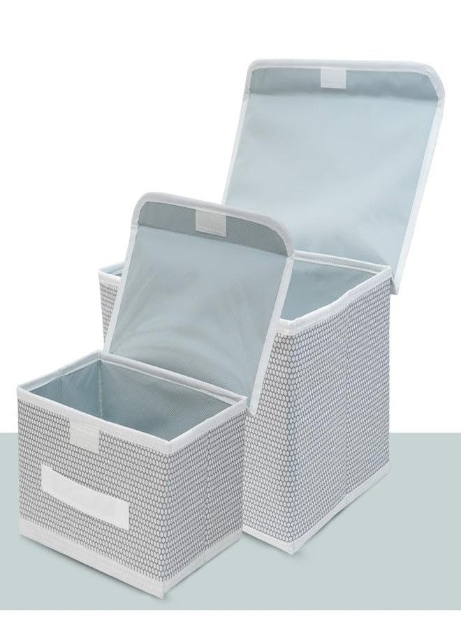DHVYANT MART Stylish 2 Pcs Non-Woven Wardrobe Closet Storage Bin Fabric Storage Box Basket With Flip-Top Lid & Handle Storage For Toys, Books, Cloth, Shelves Etc Used For Home & Kitchen - Image 3