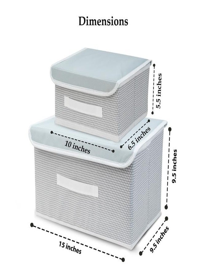 DHVYANT MART Stylish 2 Pcs Non-Woven Wardrobe Closet Storage Bin Fabric Storage Box Basket With Flip-Top Lid & Handle Storage For Toys, Books, Cloth, Shelves Etc Used For Home & Kitchen - Image 4