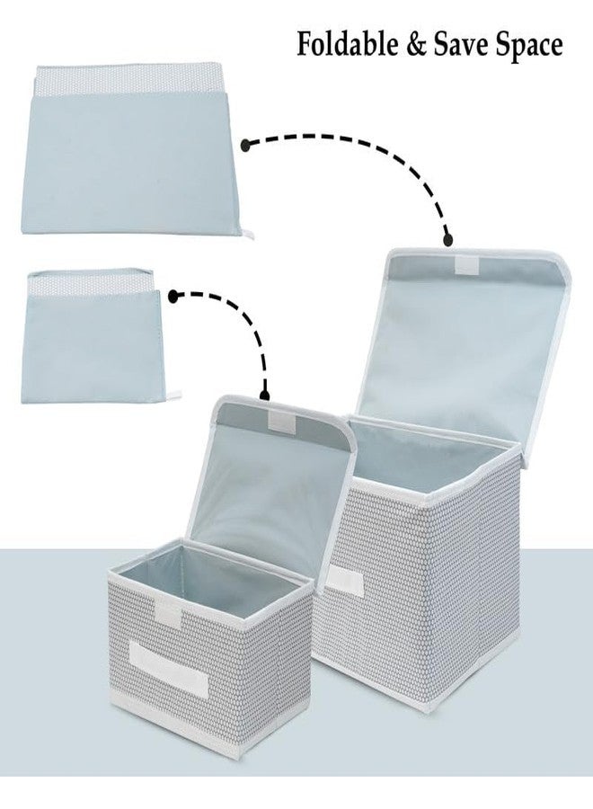 DHVYANT MART Stylish 2 Pcs Non-Woven Wardrobe Closet Storage Bin Fabric Storage Box Basket With Flip-Top Lid & Handle Storage For Toys, Books, Cloth, Shelves Etc Used For Home & Kitchen - Image 2