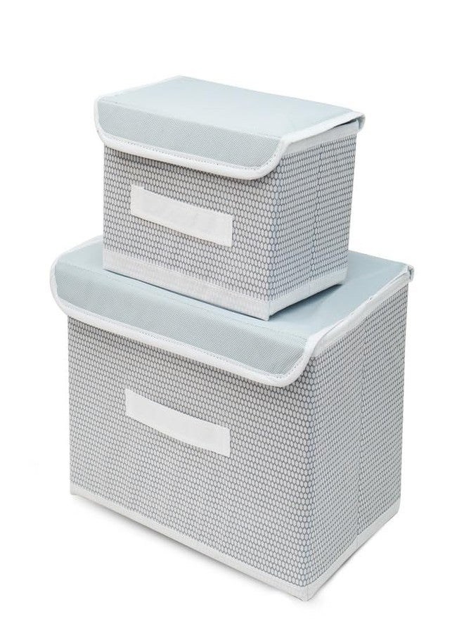 DHVYANT MART Stylish 2 Pcs Non-Woven Wardrobe Closet Storage Bin Fabric Storage Box Basket With Flip-Top Lid & Handle Storage For Toys, Books, Cloth, Shelves Etc Used For Home & Kitchen - Image 1
