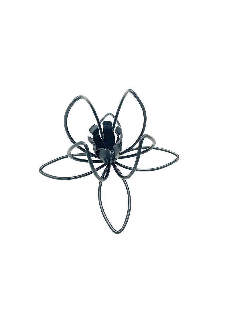 General 4 Pieces Creative Lotus Candle Holders Iron Decorations Bedroom Living Room, Iron Decorations Stage Props Black  - Image 3