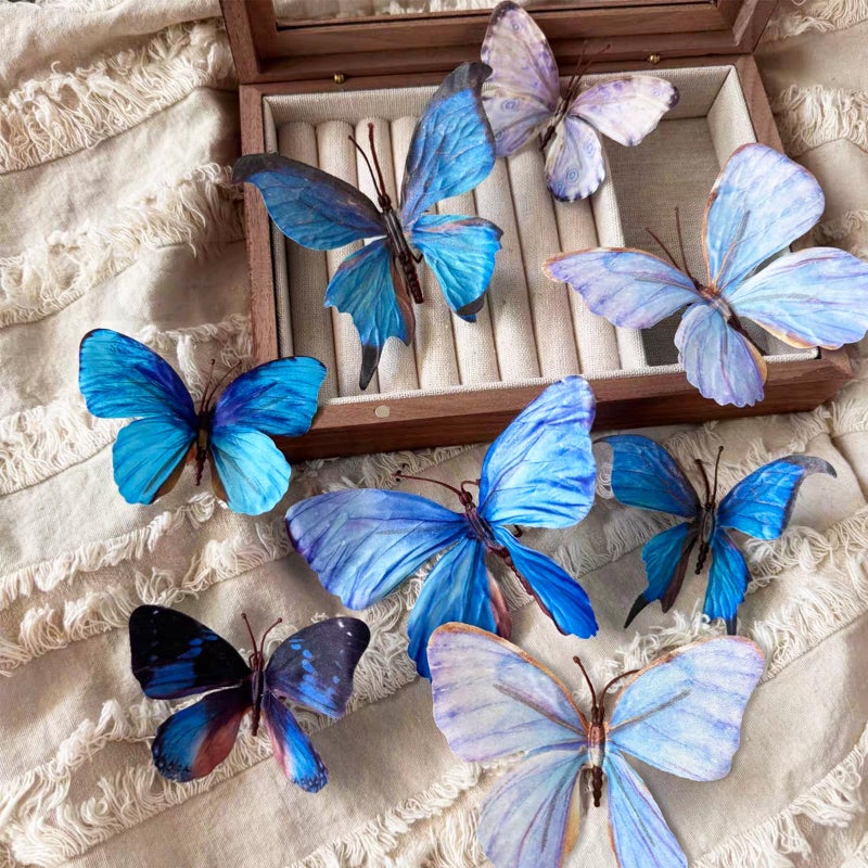 TaTalife Artificial Butterfly, 3D Artificial Butterfly Clips,Silk Floral Butterflies, Suitable for Home Decoration, Flower Arrangement and Foil The Festive Atmosphere (8 Pcs) - Image 1