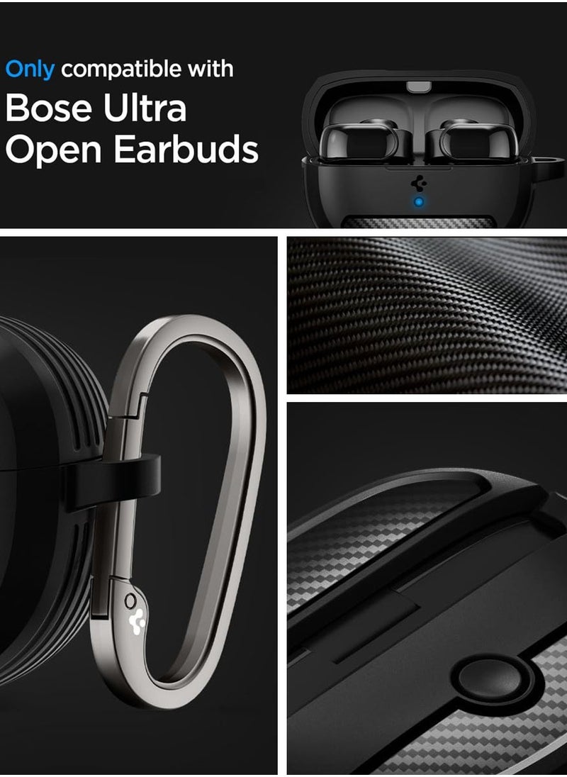 Spigen - Rugged Armor for Bose Ultra Open Earbuds Case Cover (2024) with Carbon Fiber Accents - Matte Black - Image 1