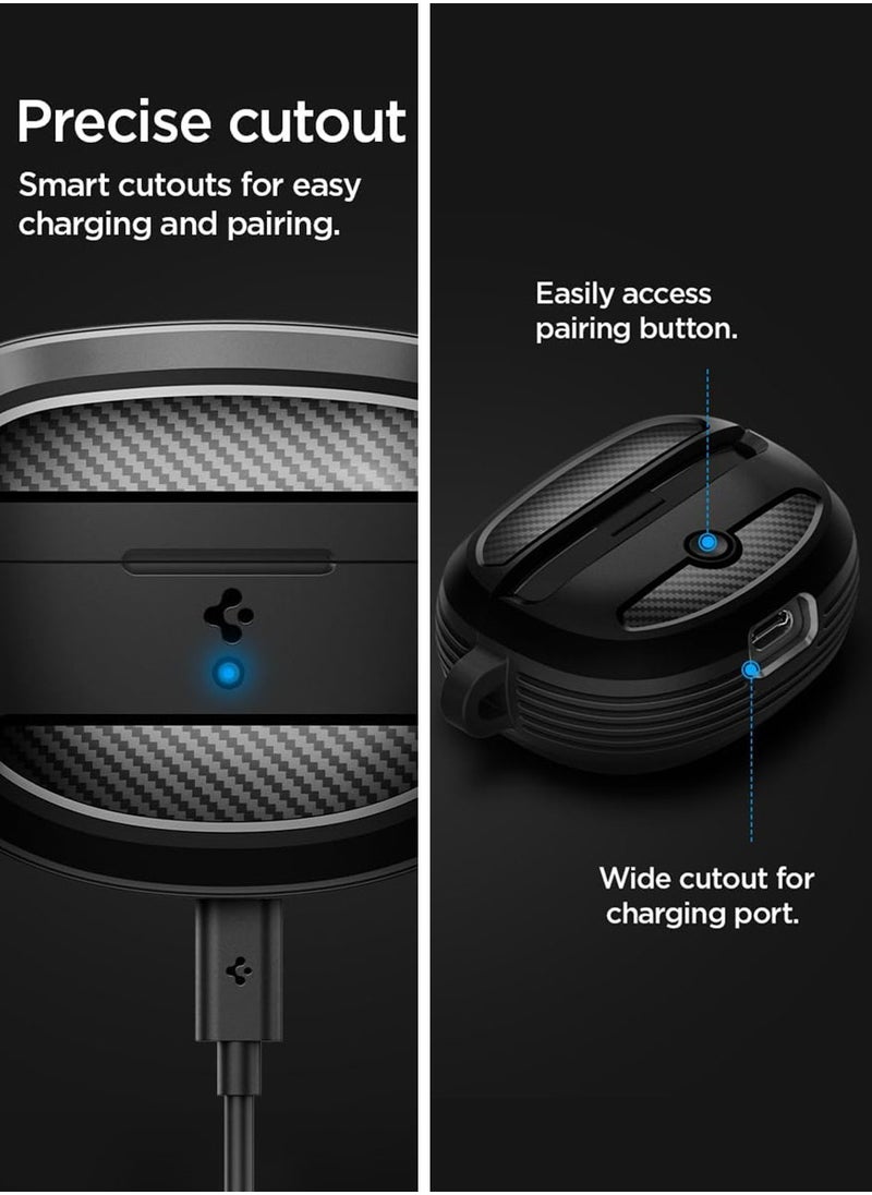 Spigen - Rugged Armor for Bose Ultra Open Earbuds Case Cover (2024) with Carbon Fiber Accents - Matte Black - Image 1