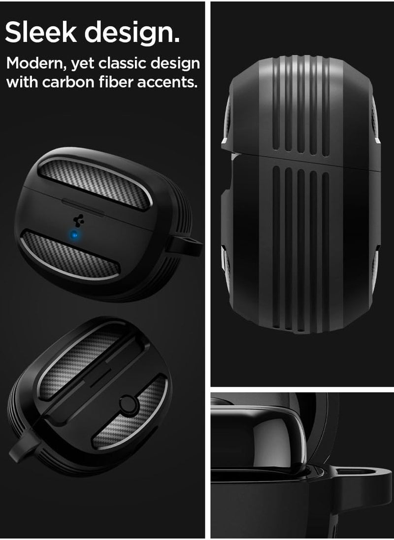 Spigen - Rugged Armor for Bose Ultra Open Earbuds Case Cover (2024) with Carbon Fiber Accents - Matte Black - Image 1