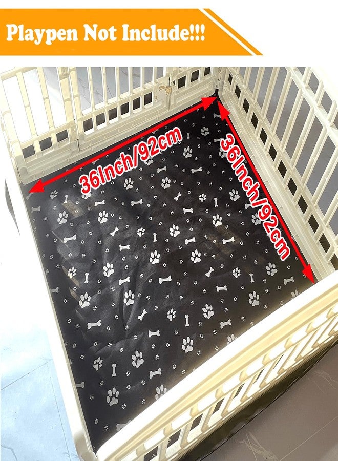 THINMUHAND Dog Playpen Mesh Bottom Pad Fits for 36 Inch 4 Panels Metal Exercise Pet Playpen, Dog Crate Pad Puppy Playpen Pad, Elastic Buckles Connections. -Black - Image 2