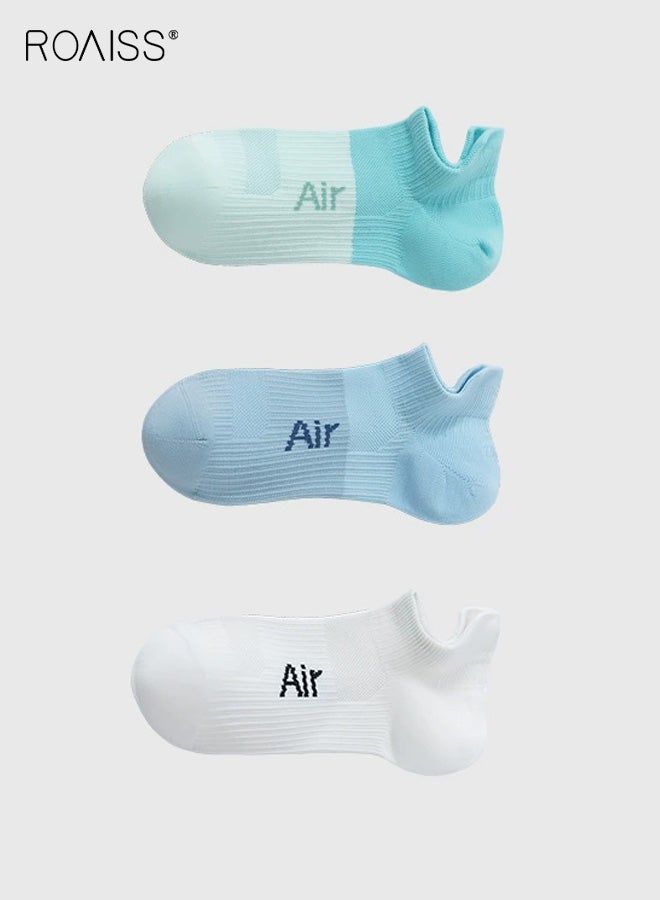 رويس 3 أزواج من جوارب الكاحل غير المرئية للنساء، جوارب صيفية قطنية للسيدات، جوارب مضادة للانزلاق، تمتص العرق، قابلة للتنفس، مقاومة للبكتيريا، مقاومة للرائحة، جوارب شبكية غير مرئية منخفضة القطع - Image 1